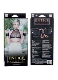 Черные мягкие наручники Entice French Cuffs с цепью - California Exotic Novelties - купить с доставкой в Хабаровске