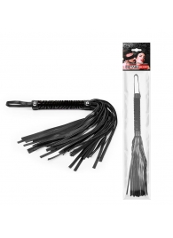 Черная гладкая плеть-флоггер с ручкой - 40 см. - Notabu - купить с доставкой в Хабаровске