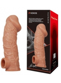 Телесная насадка на фаллос с отверстием для мошонки EXTREME SLEEVE - 17,6 см. - KOKOS - в Хабаровске купить с доставкой