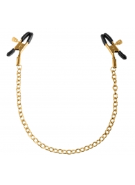 Чёрные с золотом зажимы на соски Gold Chain Nipple Clamps - Pipedream - купить с доставкой в Хабаровске