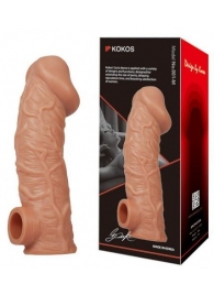 Телесная насадка на фаллос с фиксацией мошонки EXTREME SLEEVE - 15,6 см. - KOKOS - в Хабаровске купить с доставкой
