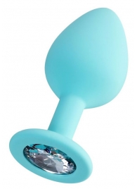 Мятная анальная втулка Brilliant с прозрачным кристаллом - 8 см. - ToyFa - купить с доставкой в Хабаровске