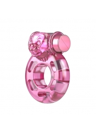 Розовое эрекционное кольцо с вибрацией Pink Bear - Baile - в Хабаровске купить с доставкой