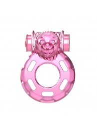 Розовое эрекционное кольцо с вибрацией Pink Bear - Baile - в Хабаровске купить с доставкой