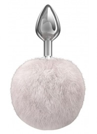 Серебристая анальная пробка с белым пушистым хвостиком Twinkle - Lola Games - купить с доставкой в Хабаровске