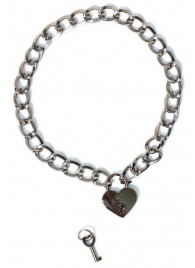 Серебристый ошейник Embrace с ключиком - Lola Games - купить с доставкой в Хабаровске