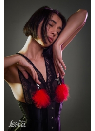 Зажимы на соски с красным пухом Euphoric - Lola Games - купить с доставкой в Хабаровске