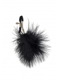 Зажимы на соски с черным пухом Euphoric - Lola Games - купить с доставкой в Хабаровске