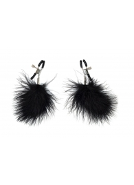 Зажимы на соски с черным пухом Euphoric - Lola Games - купить с доставкой в Хабаровске