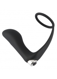 Черное эрекционное кольцо с анальной вибропробкой Vibrating Ring   Plug - Orion - в Хабаровске купить с доставкой