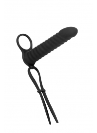 Черная вибронасадка для двойного проникновения Rori - 17 см. - Lola Games - купить с доставкой в Хабаровске