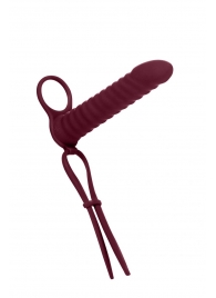 Бордовая вибронасадка для двойного проникновения Rori - 17 см. - Lola Games - купить с доставкой в Хабаровске