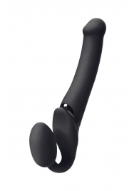 Черный безремневой вибрострапон Silicone Bendable Strap-On M - Strap-on-me - купить с доставкой в Хабаровске