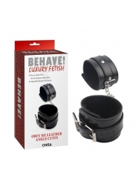 Черные оковы на ноги Obey Me Leather Ankle Cuffs - Chisa - купить с доставкой в Хабаровске