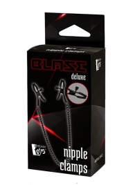 Черные зажимы на соски на цепочке BLAZE DELUXE NIPPLE CLAMPS - Dream Toys - купить с доставкой в Хабаровске