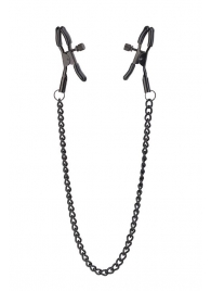 Черные зажимы на соски на цепочке BLAZE DELUXE NIPPLE CLAMPS - Dream Toys - купить с доставкой в Хабаровске