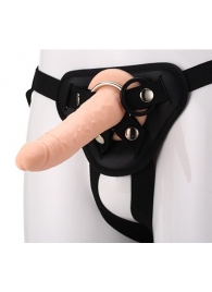 Телесный страпон на черных трусиках STRAP ON REAL DILDO - 20 см. - Dream Toys - купить с доставкой в Хабаровске