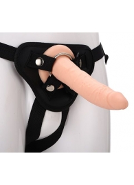 Телесный страпон на черных трусиках STRAP ON REAL DILDO - 20 см. - Dream Toys - купить с доставкой в Хабаровске