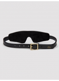 Черная плотная маска на глаза Bound to You Faux Leather Blindfold - Fifty Shades of Grey - купить с доставкой в Хабаровске