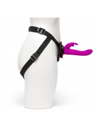 Лиловый страпон Rechargeable Vibrating Strap-On Harness Set - 17,6 см. - Happy Rabbit - купить с доставкой в Хабаровске