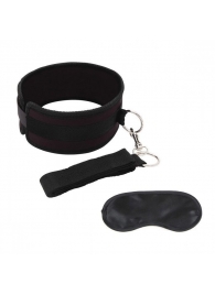 Черный ошейник с длинным поводком Collar and Leash Set - Lux Fetish - купить с доставкой в Хабаровске