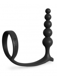 Черная анальная цепочка с эрекционным кольцом Ass-gasm Cockring Anal Beads - Pipedream - в Хабаровске купить с доставкой