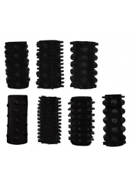 Набор из 7 черных насадок PENIS SLEEVES SET - Dream Toys - в Хабаровске купить с доставкой