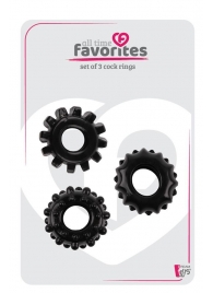 Набор из 3 черных эрекционных колец SET OF 3 COCKRINGS - Dream Toys - в Хабаровске купить с доставкой