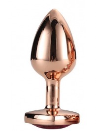 Золотистая анальная втулка с кристаллом-сердечком розового цвета - 7,1 см. - Dream Toys - купить с доставкой в Хабаровске