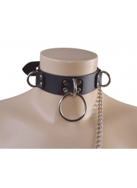 Черный кожаный ошейник Big Ring - Sitabella - купить с доставкой в Хабаровске
