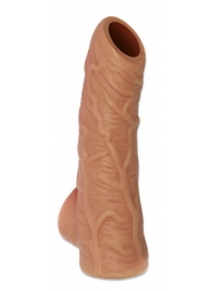 Телесная открытая насадка-реалистик с подхватом мошонки Nude Sleeve M - 12 см. - KOKOS - в Хабаровске купить с доставкой