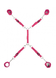 Ярко-розовый набор фиксаций на кровати Classic Bed Spreader - Lux Fetish - купить с доставкой в Хабаровске
