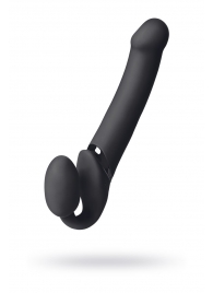 Черный безремневой вибрострапон Vibrating Bendable Strap-On L - Strap-on-me - купить с доставкой в Хабаровске
