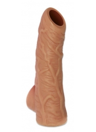 Телесная открытая насадка-реалистик с подхватом мошонки Nude Sleeve S - 10 см. - KOKOS - в Хабаровске купить с доставкой