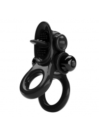 Черное эрекционное кольцо с подхватом мошонки и стимулятором клитора Passionate Ring - Baile - в Хабаровске купить с доставкой