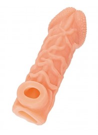 Телесная закрытая насадка с венками Cock Sleeve Size S - 13,8 см. - KOKOS - в Хабаровске купить с доставкой