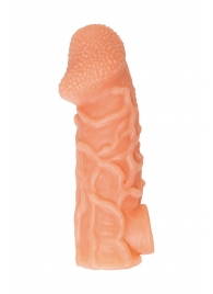 Телесная закрытая насадка с венками Cock Sleeve Size M - 15,6 см. - KOKOS - в Хабаровске купить с доставкой