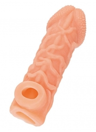 Телесная закрытая насадка с венками Cock Sleeve Size M - 15,6 см. - KOKOS - в Хабаровске купить с доставкой