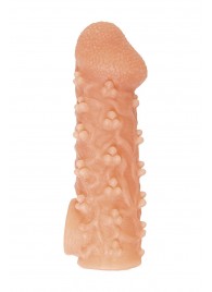 Телесная закрытая насадка с пучками шишечек Cock Sleeve Size S - 13,8 см. - KOKOS - в Хабаровске купить с доставкой