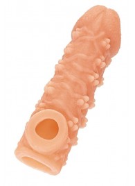 Телесная закрытая насадка с пучками шишечек Cock Sleeve Size S - 13,8 см. - KOKOS - в Хабаровске купить с доставкой