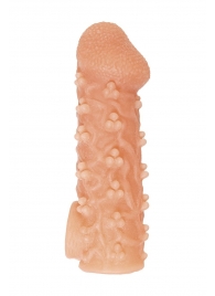 Телесная закрытая насадка с пучками шишечек Cock Sleeve Size L - 17,6 см. - KOKOS - в Хабаровске купить с доставкой