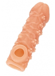 Телесная закрытая насадка с пучками шишечек Cock Sleeve Size L - 17,6 см. - KOKOS - в Хабаровске купить с доставкой