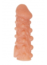 Телесная закрытая насадка с шариками Cock Sleeve Size M - 15,6 см. - KOKOS - в Хабаровске купить с доставкой