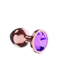 Пробка цвета розового золота с фиолетовым кристаллом Diamond Amethyst Shine S - 7,2 см. - Lola Games - купить с доставкой в Хабаровске