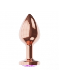 Пробка цвета розового золота с фиолетовым кристаллом Diamond Amethyst Shine S - 7,2 см. - Lola Games - купить с доставкой в Хабаровске