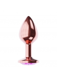 Пробка цвета розового золота с лиловым кристаллом Diamond Quartz Shine L - 8,3 см. - Lola Games - купить с доставкой в Хабаровске