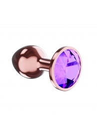 Пробка цвета розового золота с фиолетовым кристаллом Diamond Amethyst Shine L - 8,3 см. - Lola Games - купить с доставкой в Хабаровске