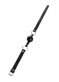 Черный кляп-шар на кожаных ремешках Anonymo - ToyFa - купить с доставкой в Хабаровске