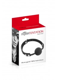 Черный силиконовый кляп-шарик на ремешках - Fetish Tentation - купить с доставкой в Хабаровске