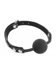 Черный силиконовый кляп-шарик на ремешках - Fetish Tentation - купить с доставкой в Хабаровске